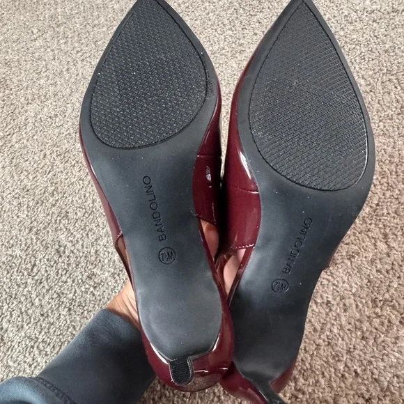 Bandolino Burgundy Patent Slingback Kitten Heels - Picture 5 of 5